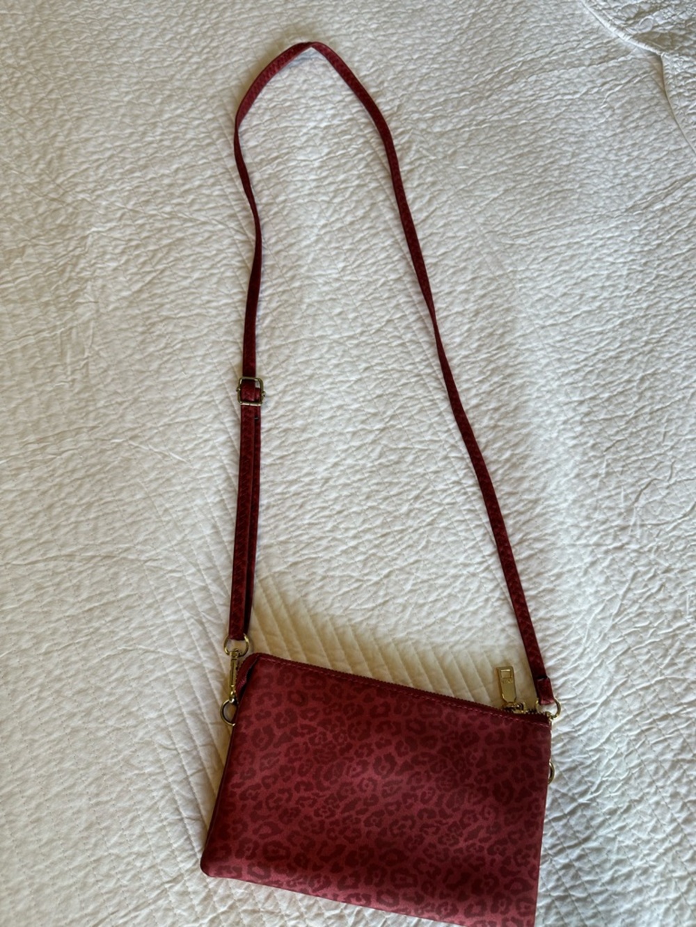 Women's Burgundy Leopard-Print Crossbody Bag
